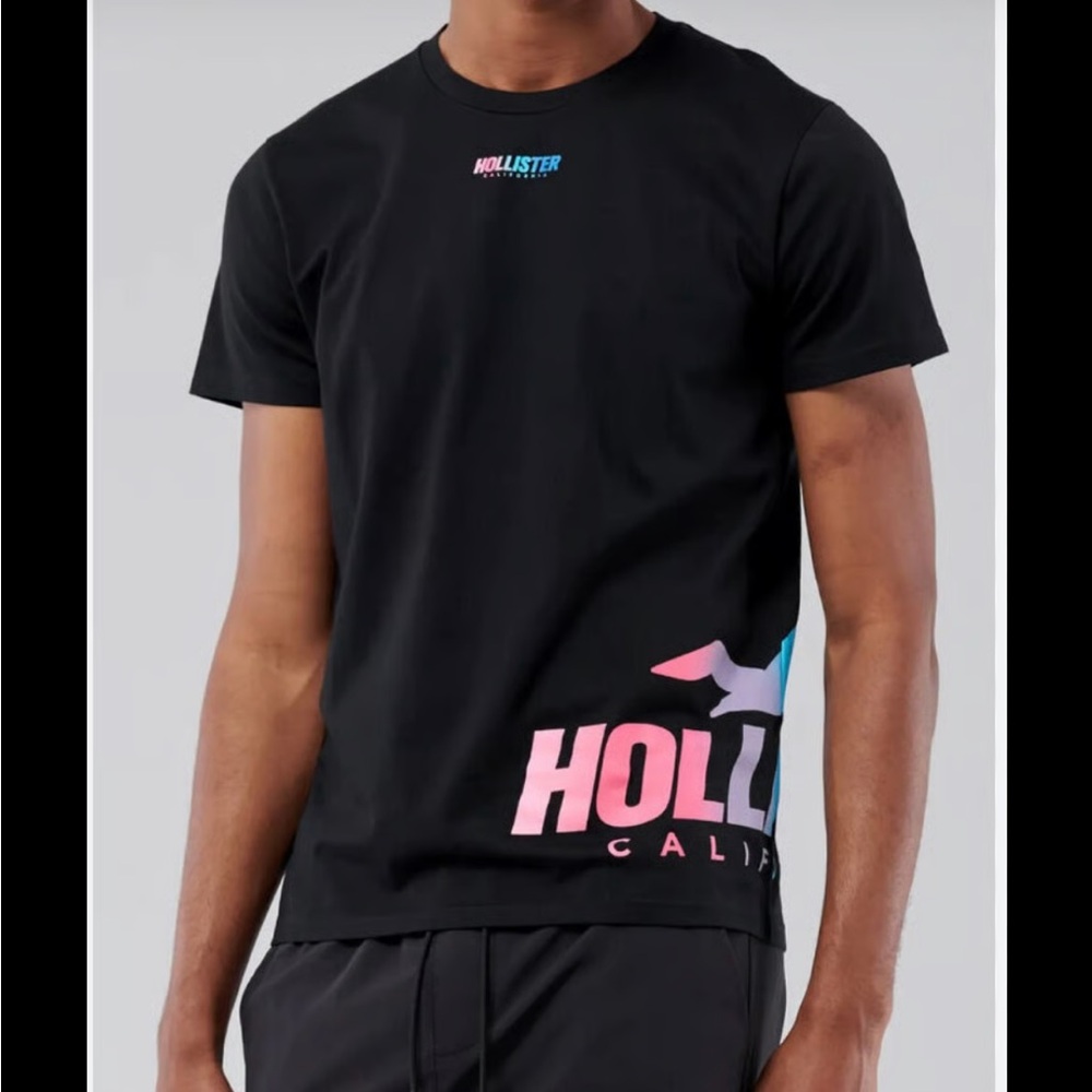 Hollister Black Tee with Vibrant Logo
